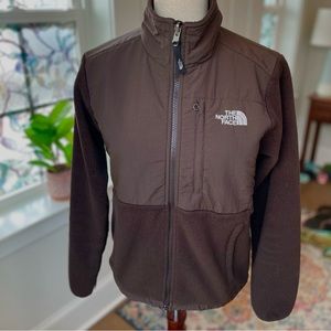 North Face Polartec Recycled Fleece Jacket brown zip up long sleeve Women's S